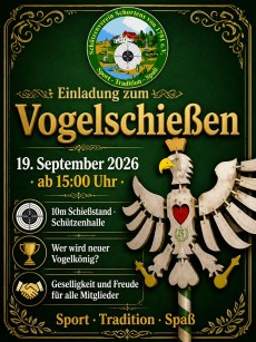 Einladung zum Vogelschießen am 19.09.2026 15 Uhr